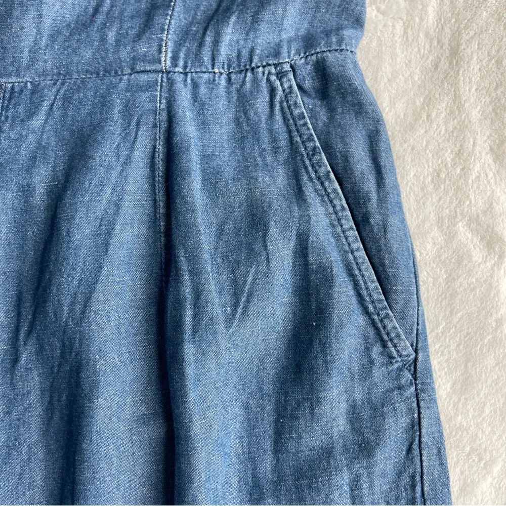 Madewell Chambray Muralist Jumpsuit Womens sz 00 Blue Denim Cotton Linen Cropped - Picture 15 of 16